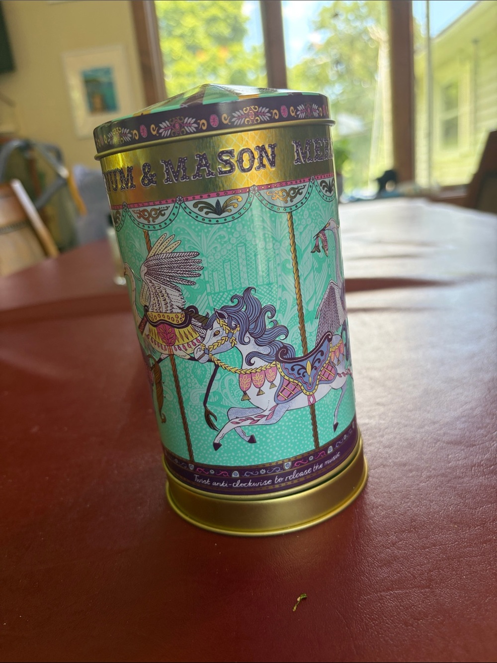 Fortnum & Mason merry go round music box cookie tin